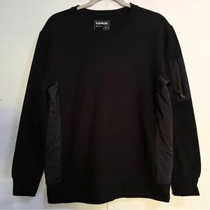 Express long sleeve crewneck pullover sweatshirt windbreaker side detail sweater